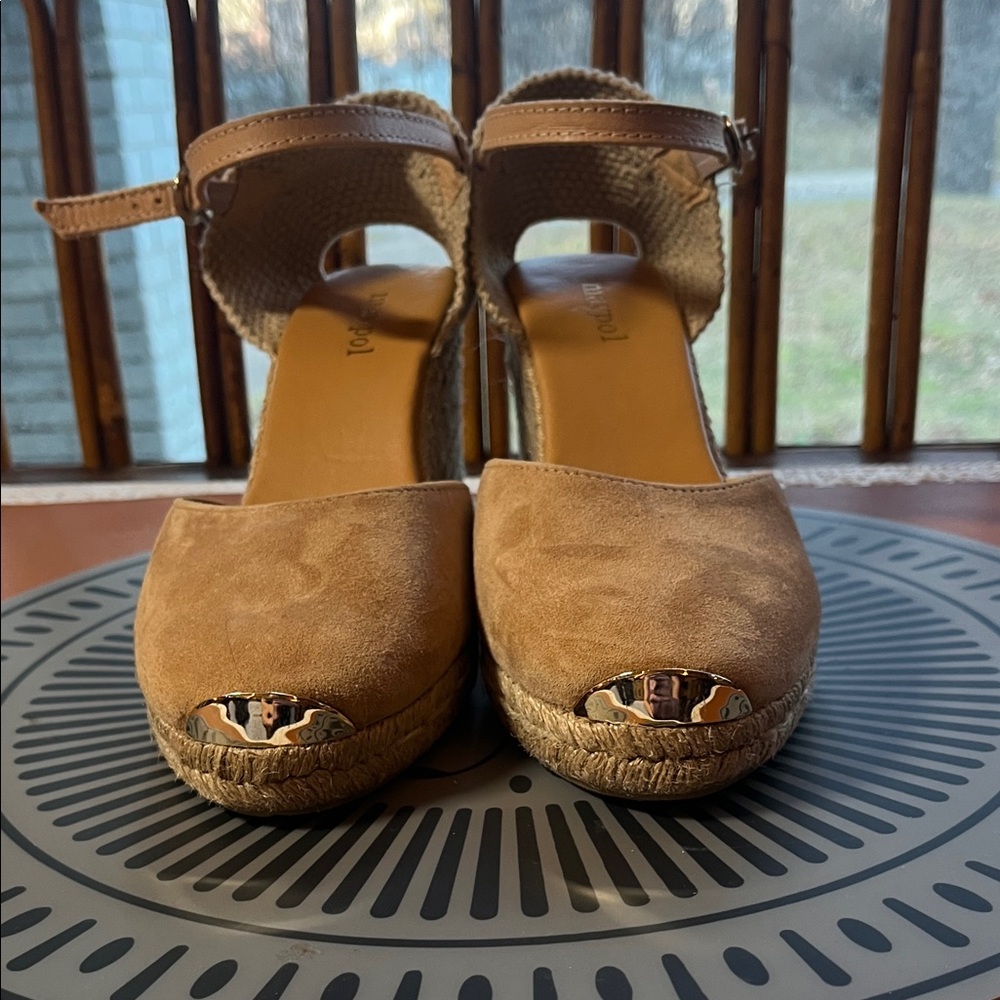 Maypol Tan Espadrille Wedge Sandals - Picture 2 of 6